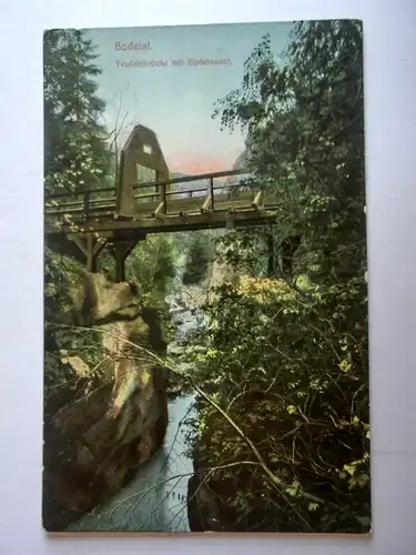 Alte AK Bodetal Teufelsbrücke Bodekessel um 1915 [aG715]