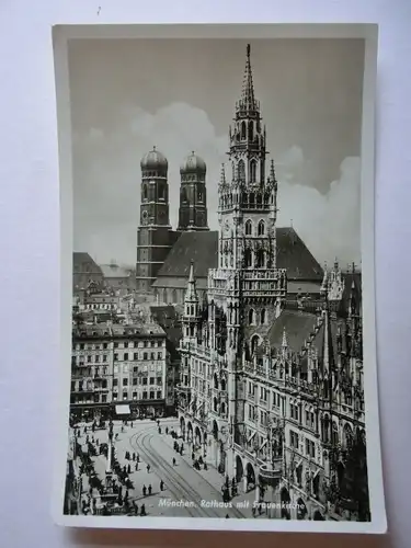 Alte AK München Rathaus mit Frauenkirche [aG752]