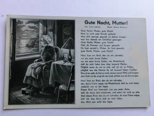 Alte AK Erwin Lehnow Liedtext Gute Nacht Mutter  [aH930]
