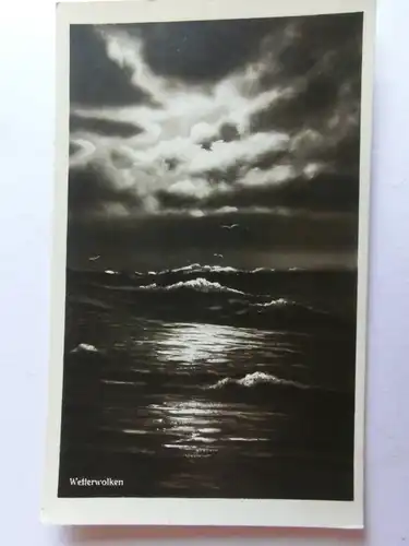 Alte AK Naturfotografie Wetterwolken Meer Möwen [aH1006]