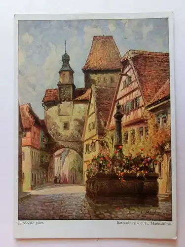 Alte AK Gemäldekarte Rothenburg Markusturm L. Mößler [aH801]