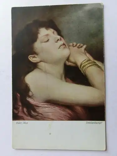 Alte AK Gemäldekarte Gabriel v. Max Seelenkampf [aH234]