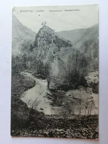 Alte AK Bodetal Harz Heuscheune Bodeschleife um 1920 (m. Löchlein) [aH371]