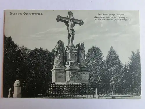 Alte AK Oberammergau Kreuzigungsgruppe  um 1920 [aH393]
