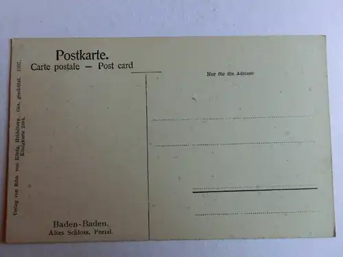 Alte AK Baden Baden Altes Schloß Portal um 1925 [aH398]