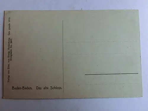 Alte AK Baden Baden altes Schloß um 1920 [aH400]