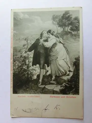 Alte AK Gemäldekarte Kaulbach Goethe Galerie Hermann und Dorothea [aH458]