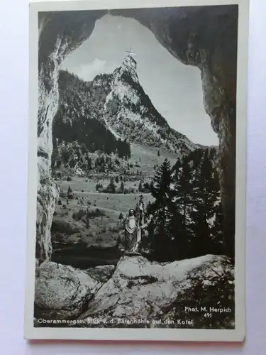 Alte AK Oberammergau Blick v. Der Bärenhöhle a. d. Kofel [aH507]