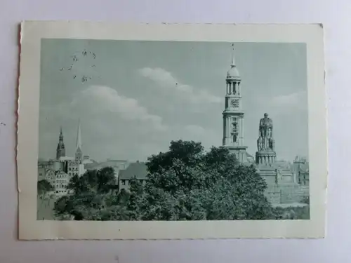 Alte AK Hamburg Bismarckdenkmal Michaelskirche (Ecke fehlt) [aH540]