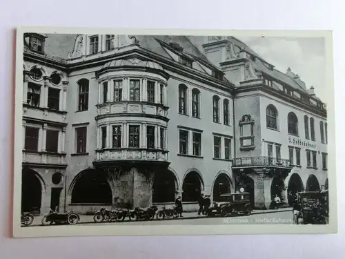 Alte AK München Hofbräuhaus Autos Motorräder [aH601]