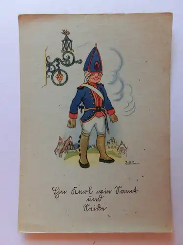 Alte AK Gemäldekarte Soldat Uniform [aH662]