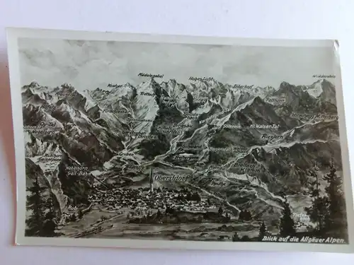 Alte AK Panoramakarte Oberstdorf Allgäuer Alpen [aH733]