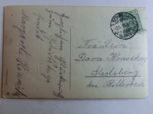 Alte AK Grußkarte Geburtstag Prägekarte 1913 Goldprägung [aH73]