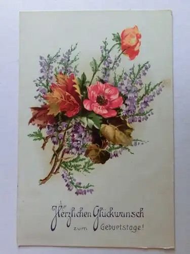 Alte AK Grußkarte Geburtstag Blumenstrauß um 1935 [aH71]