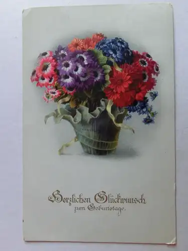 Alte AK Grußkarte Geburtstag Blumen Blumenstock 1921 [aH85]