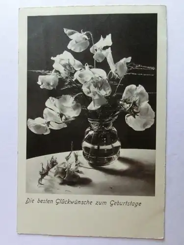 Alte AK Grußkarte Geburtstag Blumen Stiefmütterchen ??? 1938 [aH78]