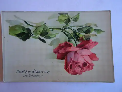 Alte AK Grußkarte Geburtstag Rose Rosen 1919? [aH38]
