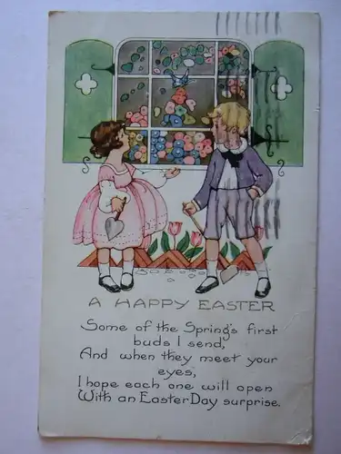 Alte AK Grußkarte Ostern Happy Easter Kinder 1923 [aH5]