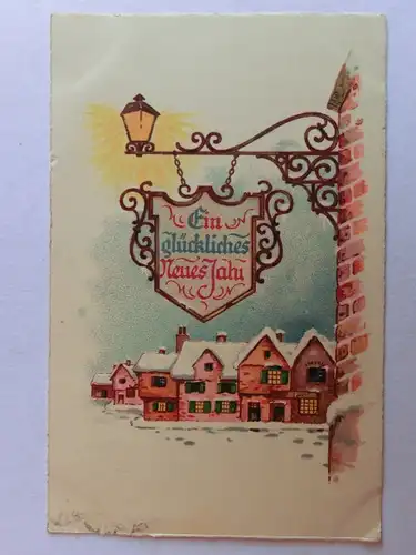 Alte AK Grußkarte Neues Jahr Dorf Nasenschild 1937 [aH136]