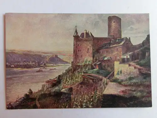 Alte AK Gemäldekarte St. Goar Burg Katz [aJ830]