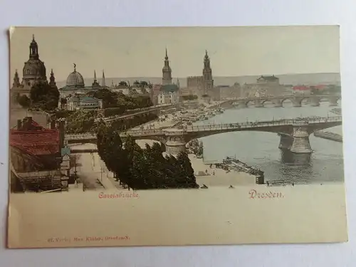 Alte AK Dresden Carolabrücke Brücke um 1900 [aJ850]