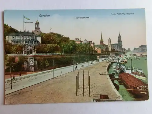 Alte AK Dresden Dampfschifflandeplatz um 1920 [aJ851]