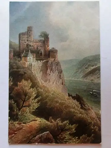 Alte AK Gemäldekarte Burg Rheinstein [aJ864]