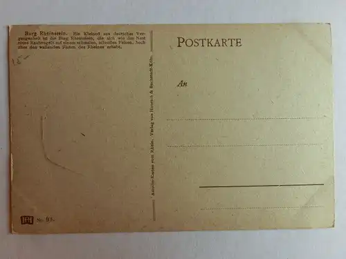 Alte AK Gemäldekarte Burg Rheinstein [aJ864]
