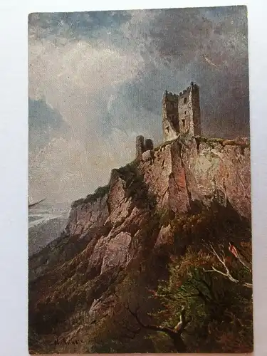 Alte AK Gemäldekarte Der Drachenfels [aJ865]