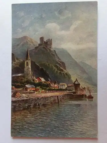 Alte AK Gemäldekarte Burg Katz [aJ867]