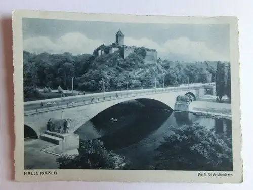 Alte AK Halle Burg Giebichenstein Brücke [aJ884]
