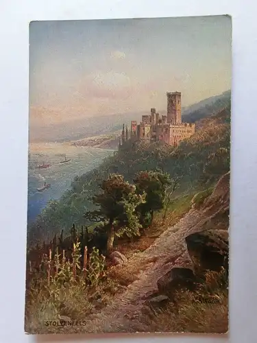 Alte AK Gemäldekarte Schloß Stolzenfels [aJ917]