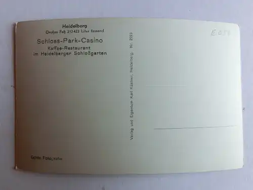 Alte AK Heidelberg Großes Fass Stempel Schloß Park Casino [aJ947]