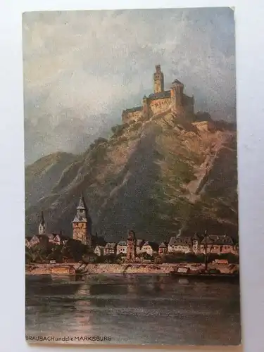 Alte AK Gemäldekarte Braubach Marksburg [aJ989]