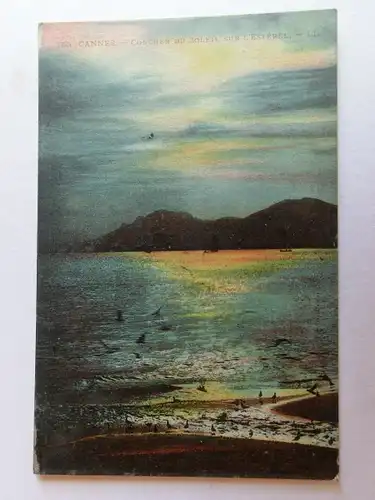 Alte AK Cannes Coucher du Soleil … Sonnenuntergang um 1920 [aJ995]