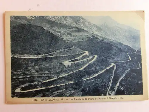 Alte AK Castillon Le Lacets de la Route de Menton a Sospel [aJ1007]