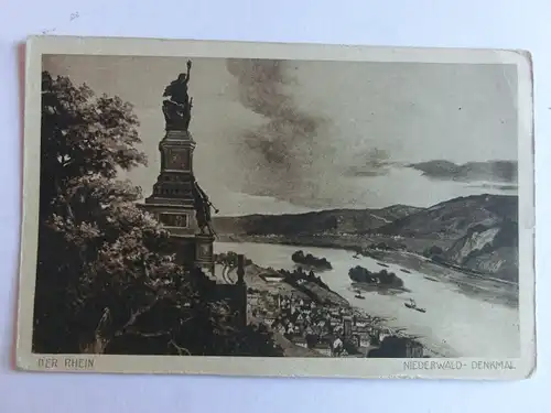 Alte AK Rüdesheim Niederwald Denkmal [aJ347]