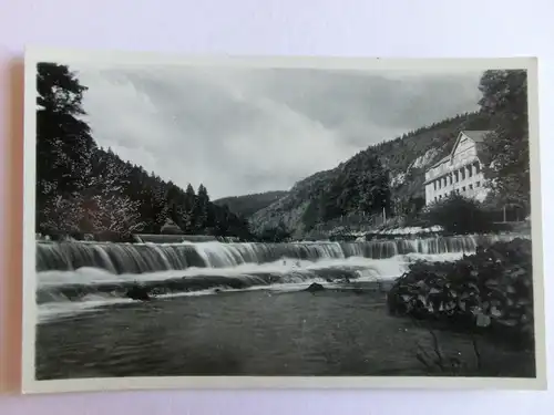 Alte AK Schwarzburg Wasserfall am Kurhaus [aJ437]