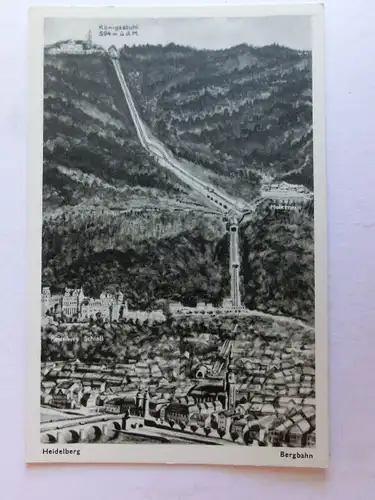 Alte AK Heidelberg Bergbahn [aJ456]