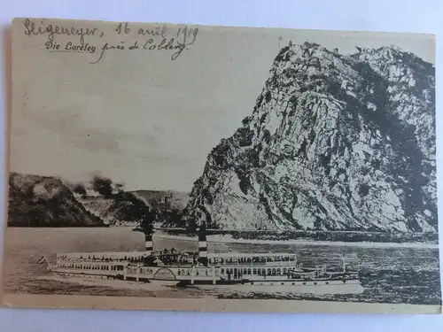 Alte AK Die Loreley Schiffe Schifffahrt [aJ498]