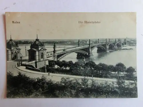 Alte AK Mainz Rheinbrücke Brücke 1919 [aJ521]