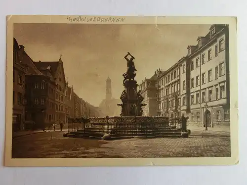 Alte AK Augsburg Herkulesbrunnen Brunnen (kl. Einriss) [aJ564]