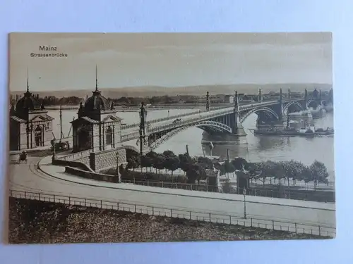 Alte AK Mainz Strassenbrücke Brücke um 1920 [aJ618]