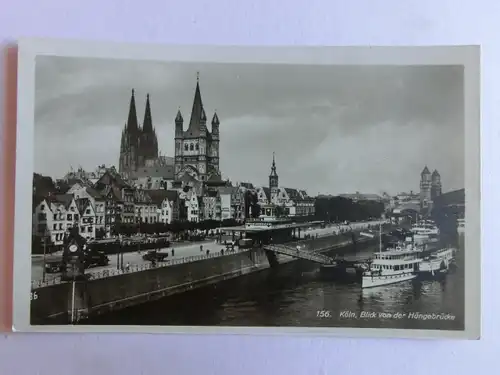 Alte AK Köln Blick von der Hängebrücke [aJ628]
