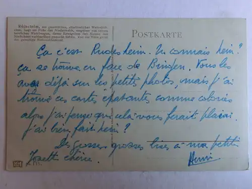 Alte AK Gemäldekarte Rüdesheim Rhein [aJ656]