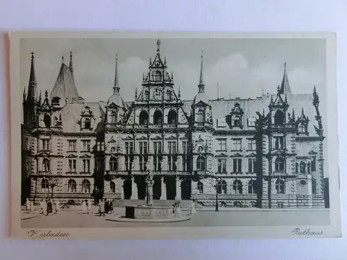 Alte AK Wiesbaden Rathaus [aJ684]