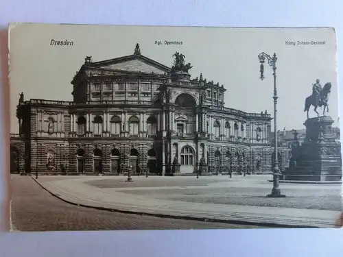 Alte AK Dresden kgl. Opernhaus König Johann Denkmal [aJ726]