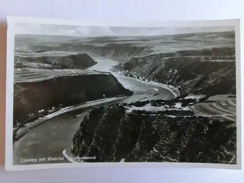 Alte AK Loreley mit Rheintal Rhein Luftaufnahme [aJ733]