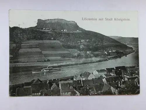 Alte AK Lilienstein mit Stadt Königstein [aO301]