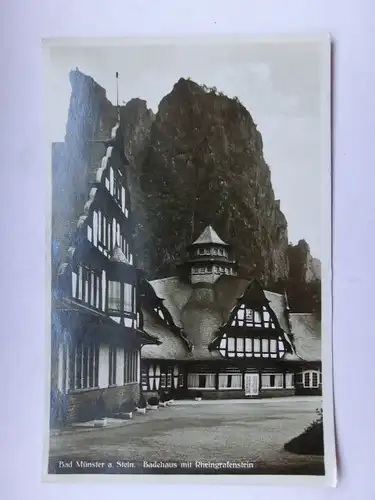 Alte AK Bad Münster am Stein Badehaus Rheingrafenstein [aO355]